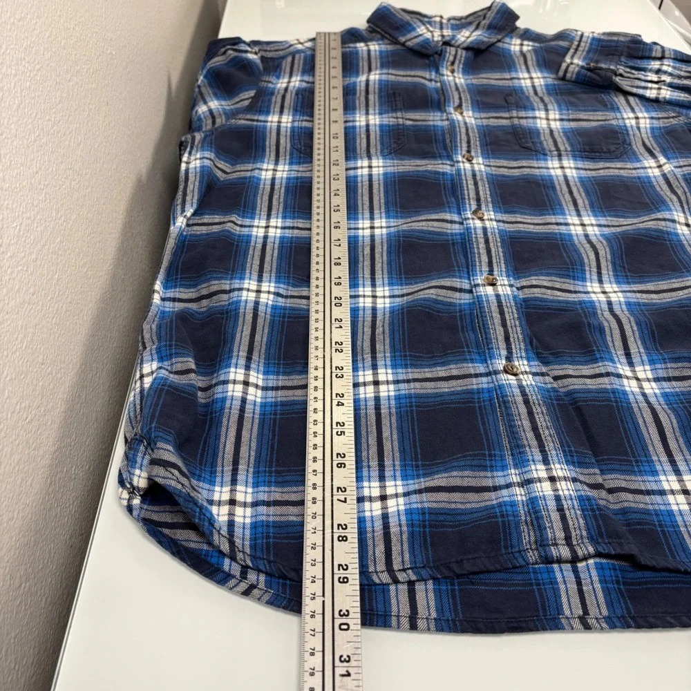 The North Face Mens L Blue Plaid Button Down Shirt Cotton Flannel Outdoor